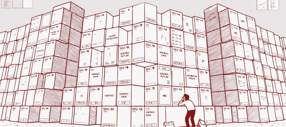 Ilustrasi moat data SKU Maxchine